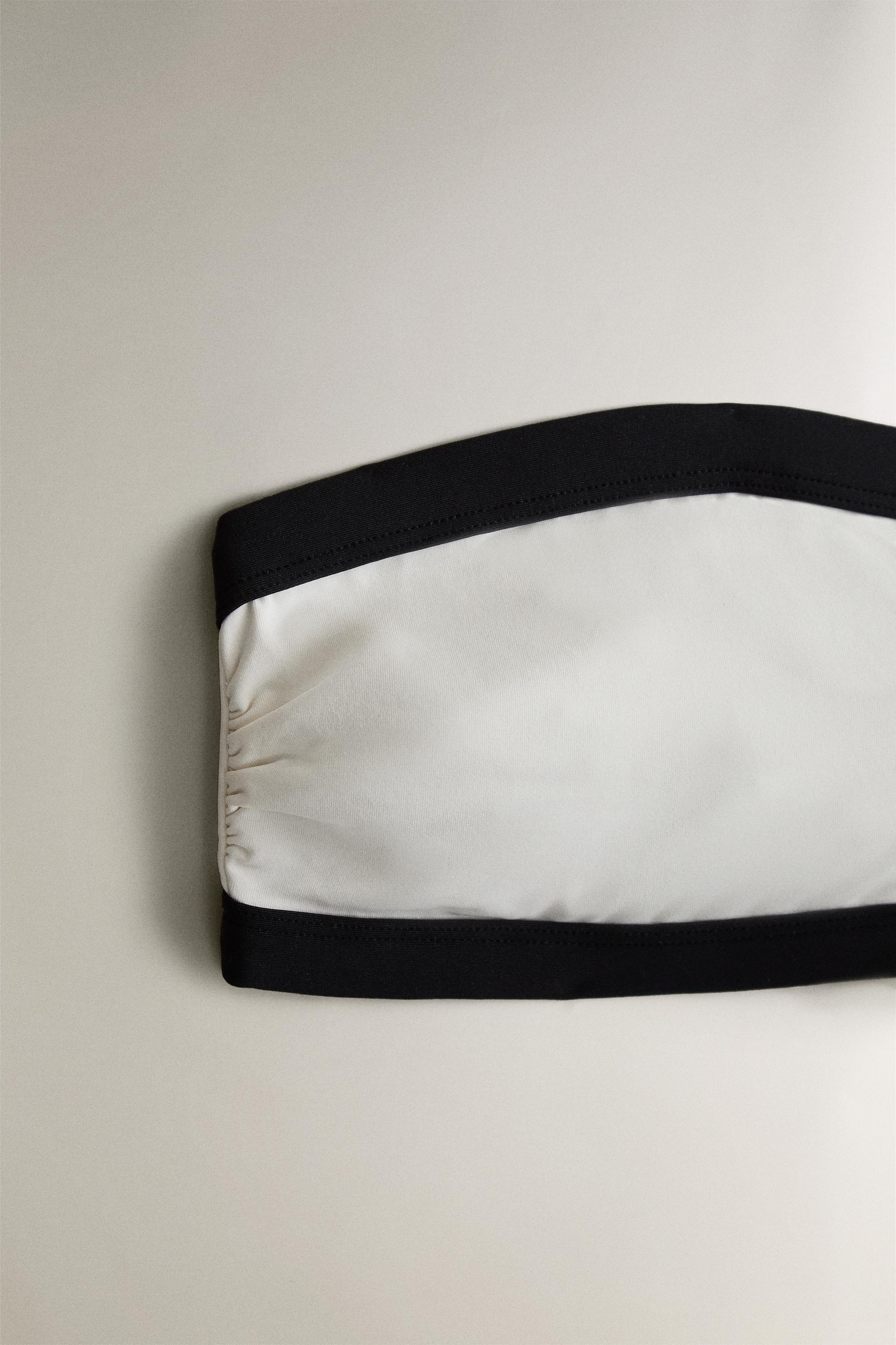 PLAIN CONTRAST BAND BANDEAU BEACH BIKINI TOP